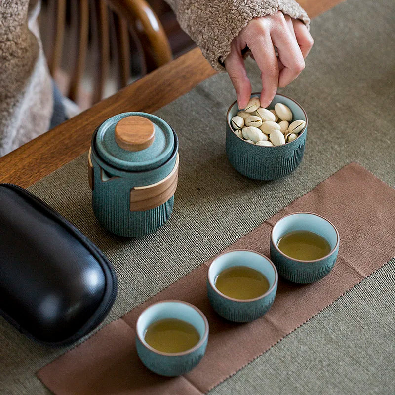 Tangpin Green Ceramic Portable Tea Set