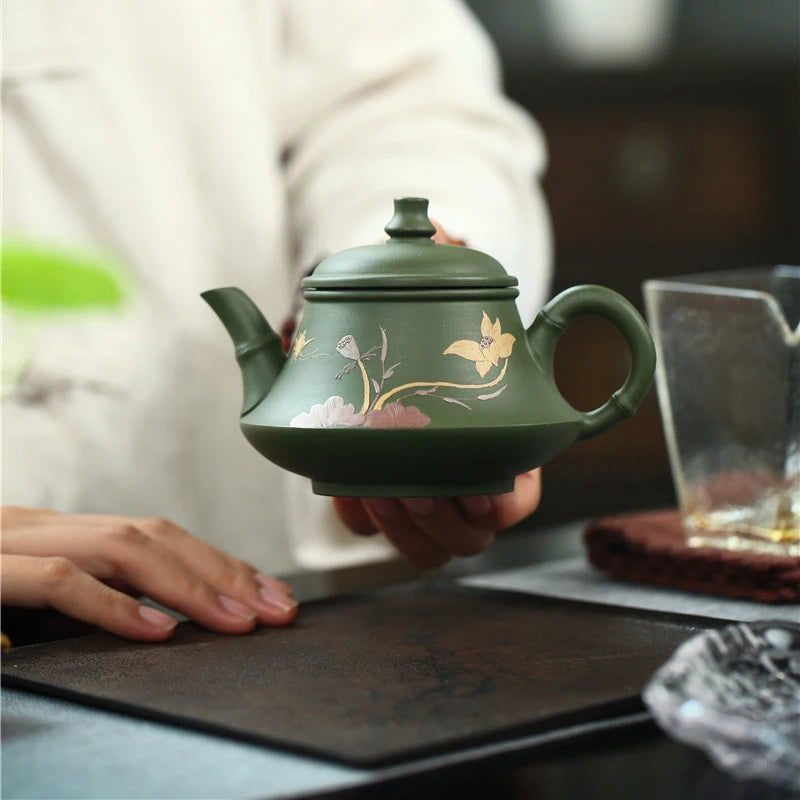 Handmade Green Kettle Yixing Purple Clay Teapot