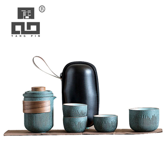 Tangpin Green Ceramic Portable Tea Set