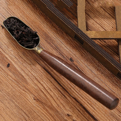 Golden Tea Shovel With Wooden Handle