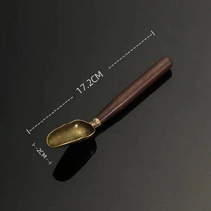 Golden Tea Shovel With Wooden Handle